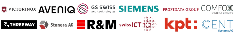 Logos ausgewählter Avalect-Kunden – darunter Siemens, KPT, Profidata, Comfox, R&M, Aveniq, Cent Systems und weitere Partner