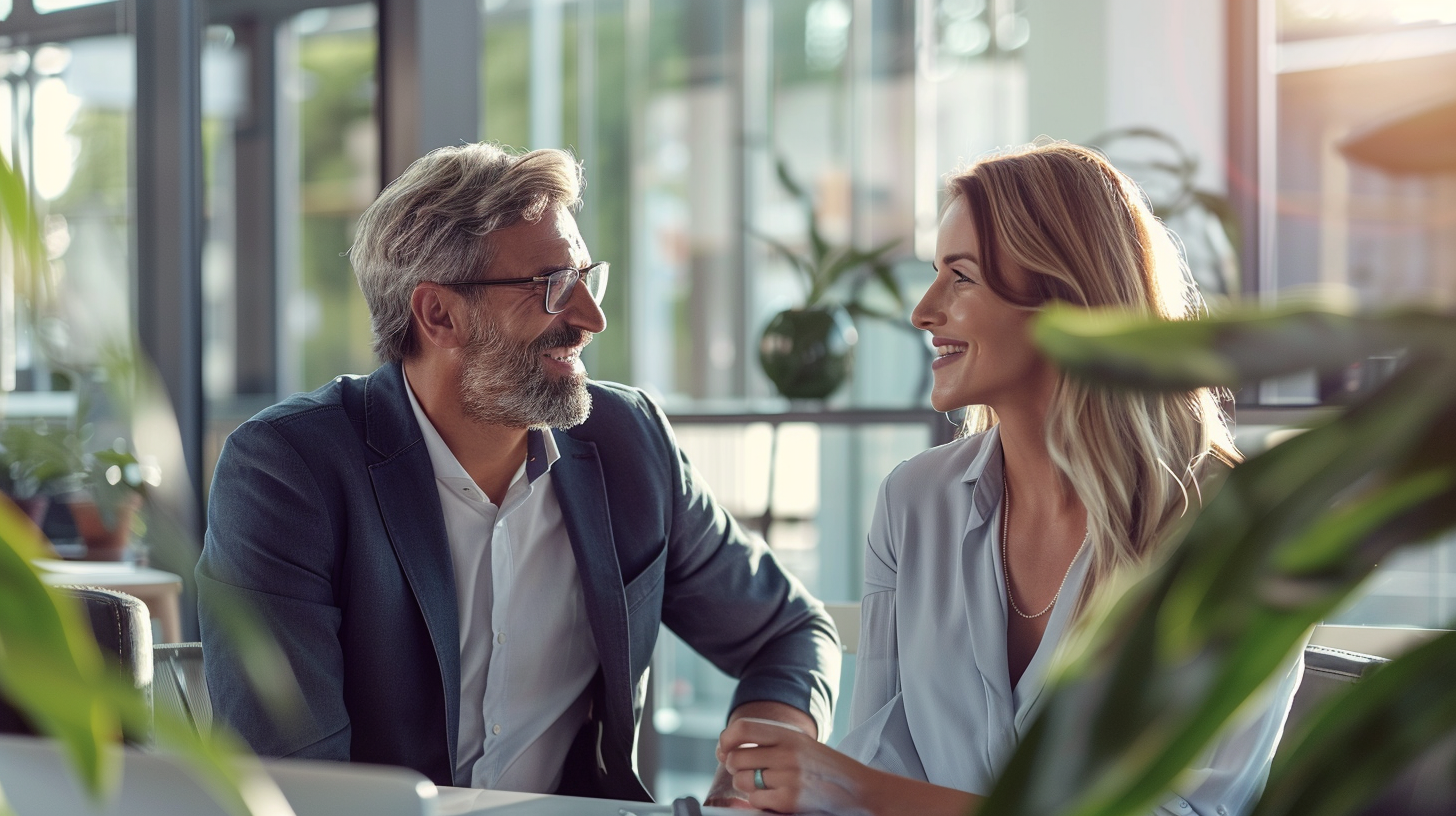 Gespräch über Headhunting, Recruiting und Executive Search in einer professionellen Beratungssituation.